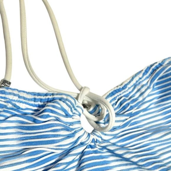 Shoshanna Swimwear Blue and White Striped Halter Strapless Tankini Top Swim Top - Picture 6 of 14